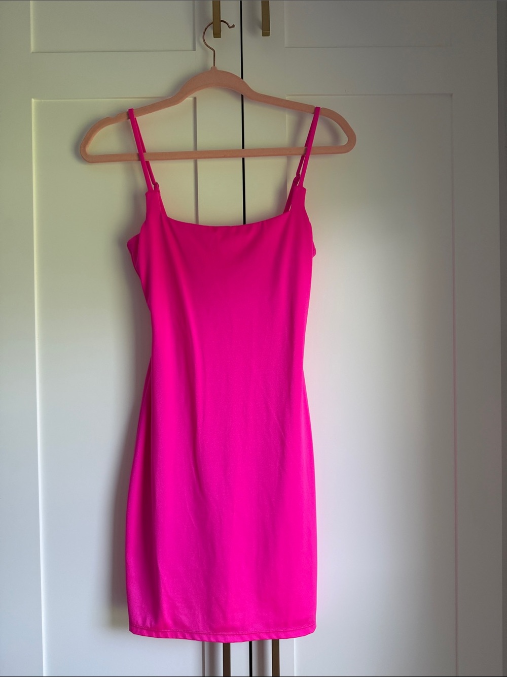 Hot Pink Mini Slip Dress with Adjustable Straps